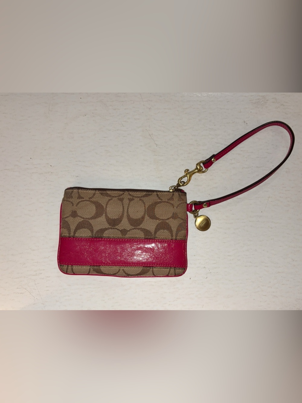 Y2K Coach 65th Anniversary Limited Edition Pink Leather & Jacquard Wristlet